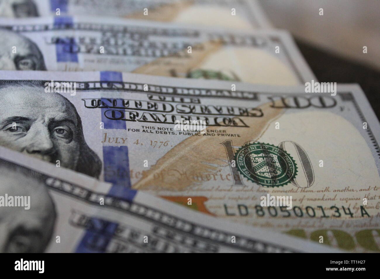 $100 Dollar Bills Cash (One Hundred) Stock Photo