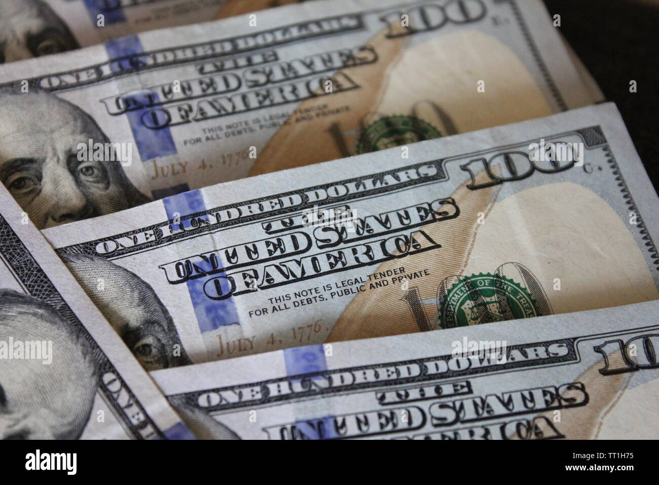 $100 Dollar Bills Cash (One Hundred) Stock Photo