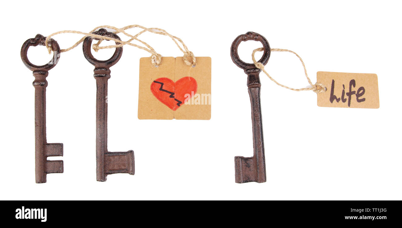 Keys to heart, Conceptual photo. Isolated on white Stock Photo - Alamy