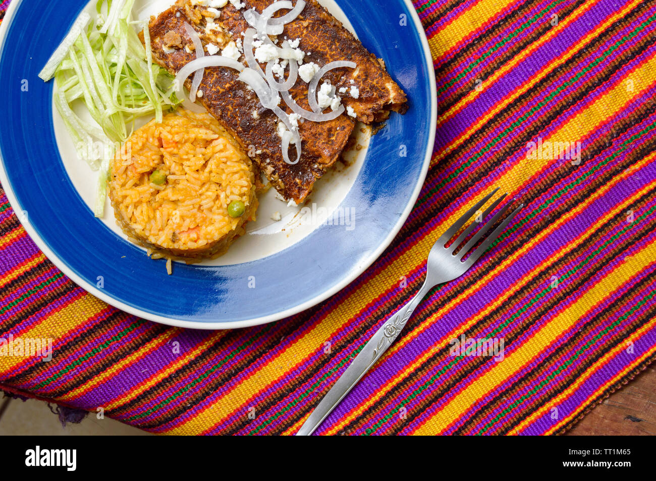 Enmoladas, Mexican enchiladas made with mole sauce, traditional food of southern Mexico states