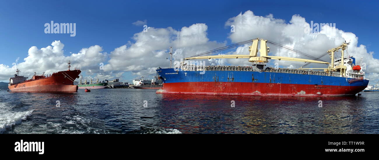 KAOHSIUNG, TAIWAN -- JUNE 2, 2019: Two large cargo ships are docked in  Kaohsiung Port Stock Photo - Alamy