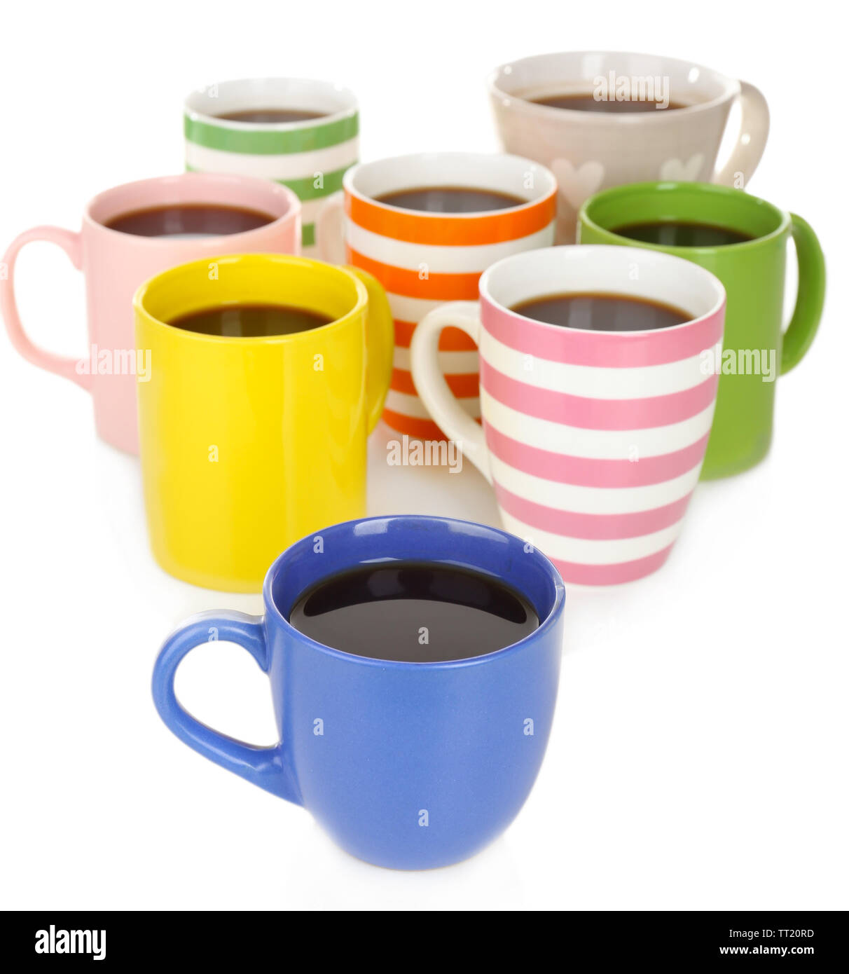 Many cups of coffee isolated on white Stock Photo - Alamy
