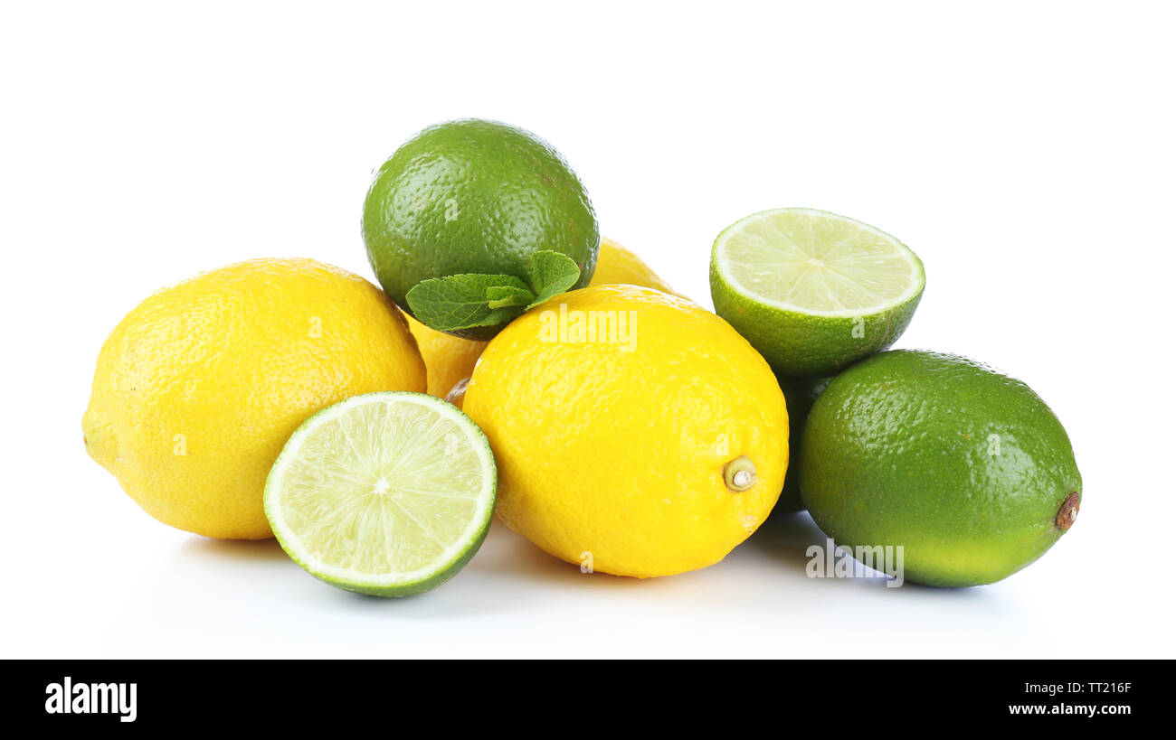 Lemons and limes, isolated on white Stock Photo Alamy