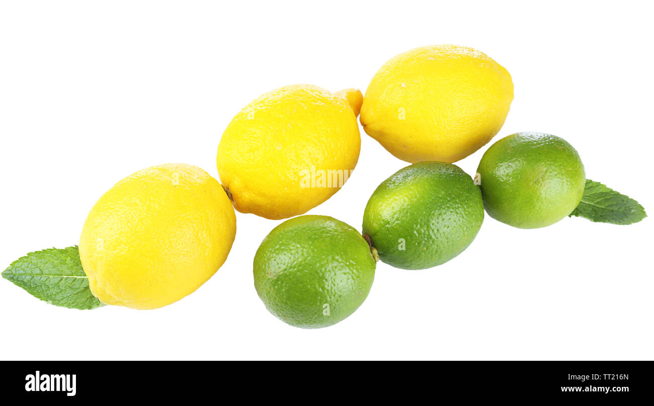 Lemons and limes, isolated on white Stock Photo Alamy