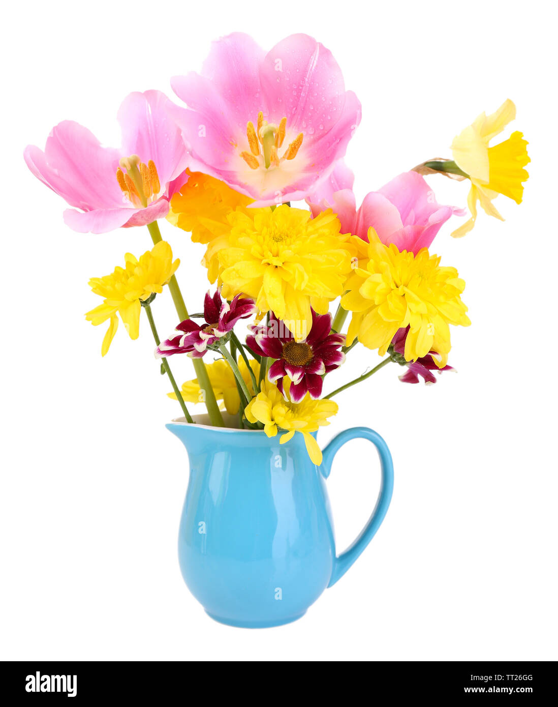 Beautiful flowers in vase isolated on white Stock Photo Alamy