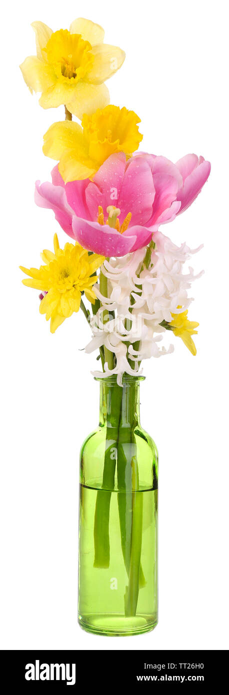 Beautiful flowers in vase isolated on white Stock Photo - Alamy