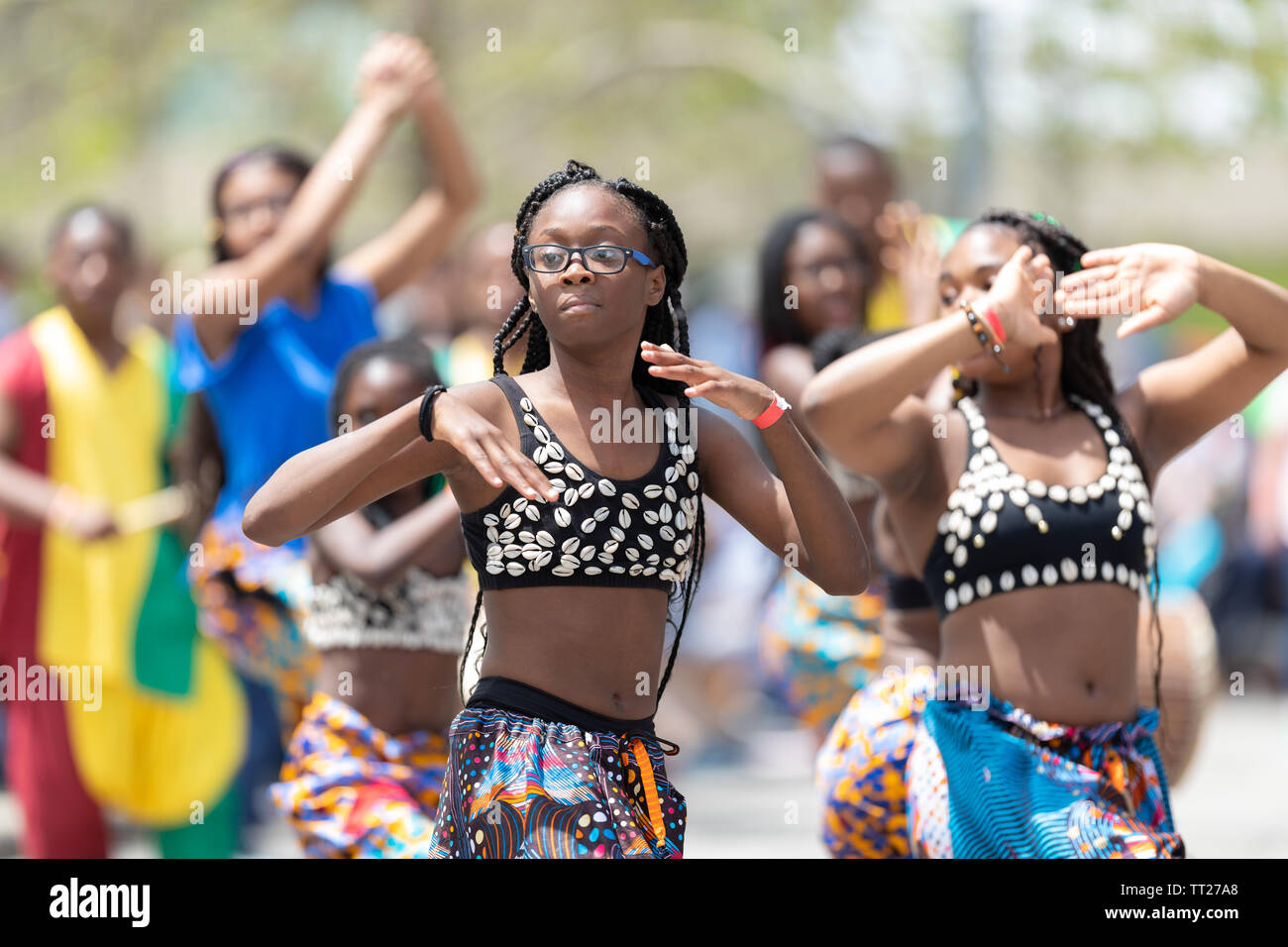 Cleveland, Ohio, USA - June 8, 2019: Parade the Circle, african ...