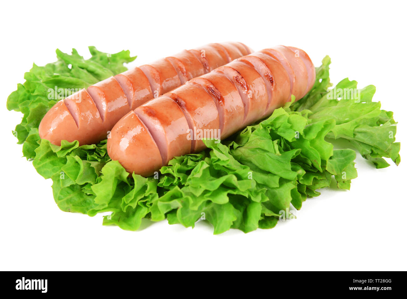 Grilled sausage isolated on white Stock Photo Alamy