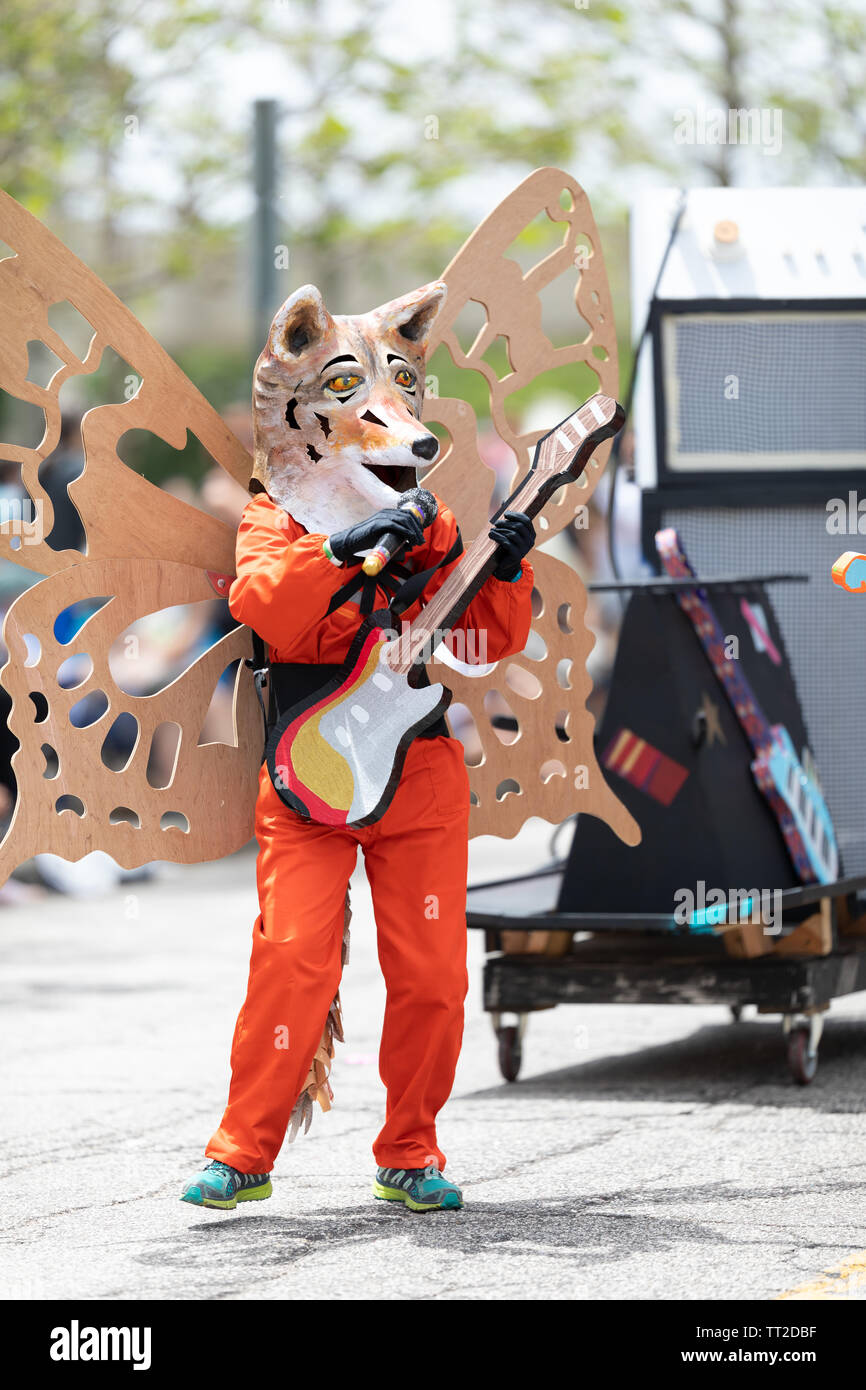 Cleveland, Ohio, USA June 8, 2019 Parade the Circle, person dress up