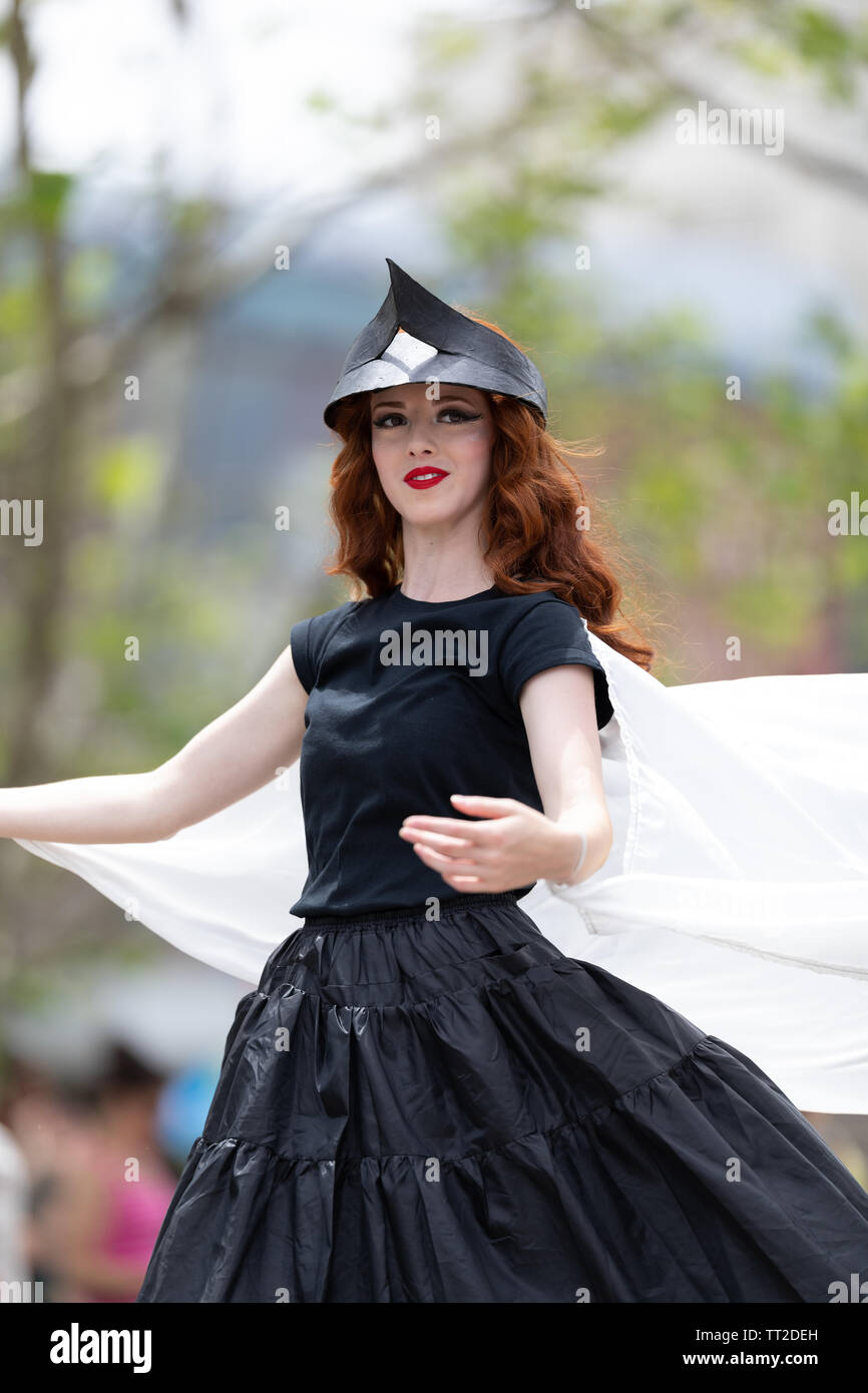 Cleveland, Ohio, USA June 8, 2019 Parade the Circle, redhead woman