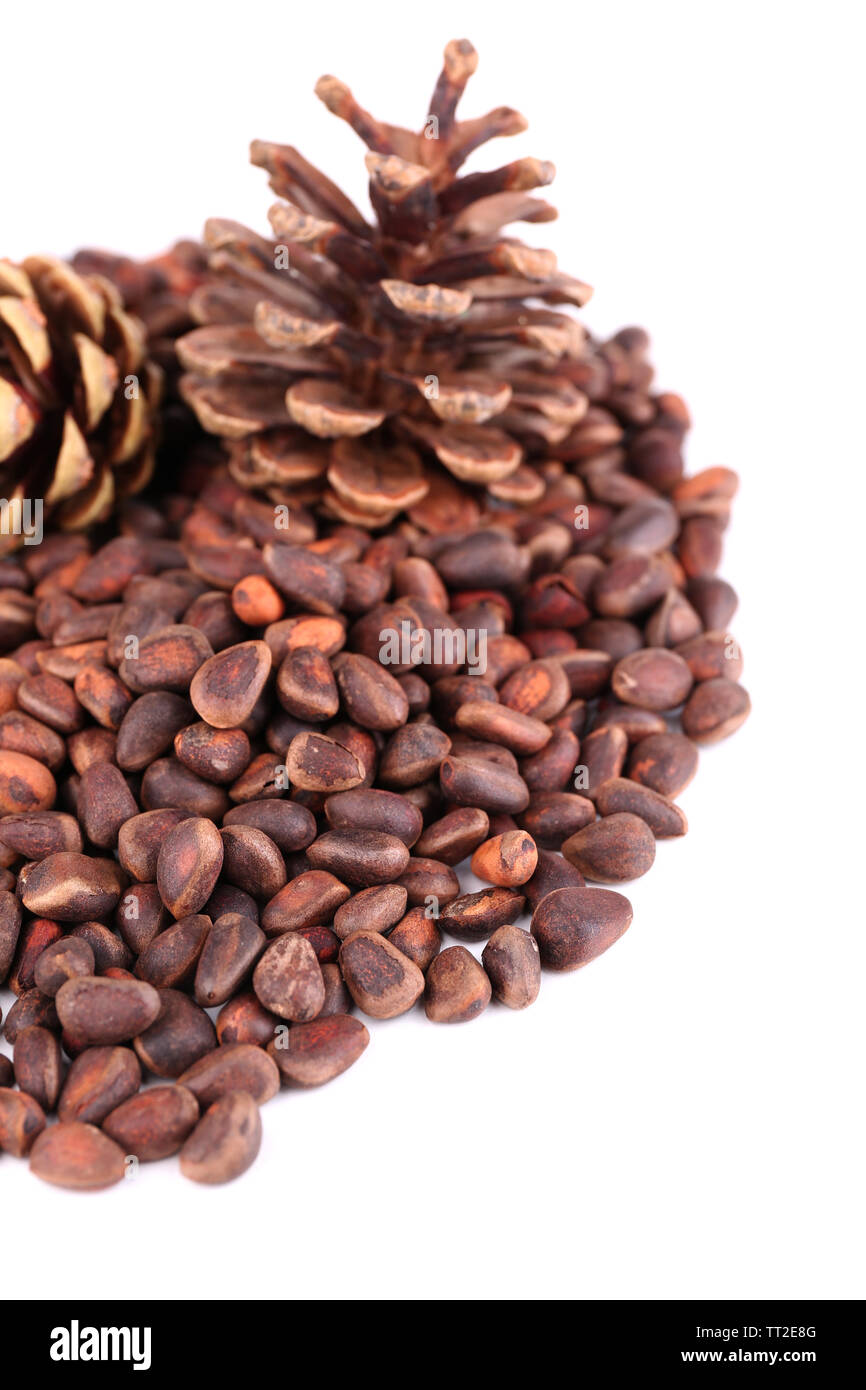 Cedar pine nuts isolated on white Stock Photo Alamy