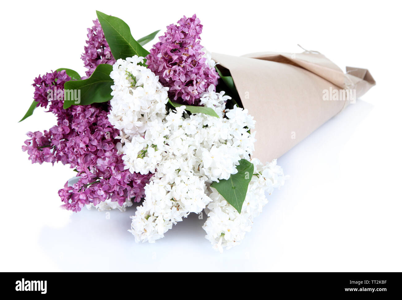 Beautiful bouquet of lilac flowers isolated on white Stock Photo Alamy