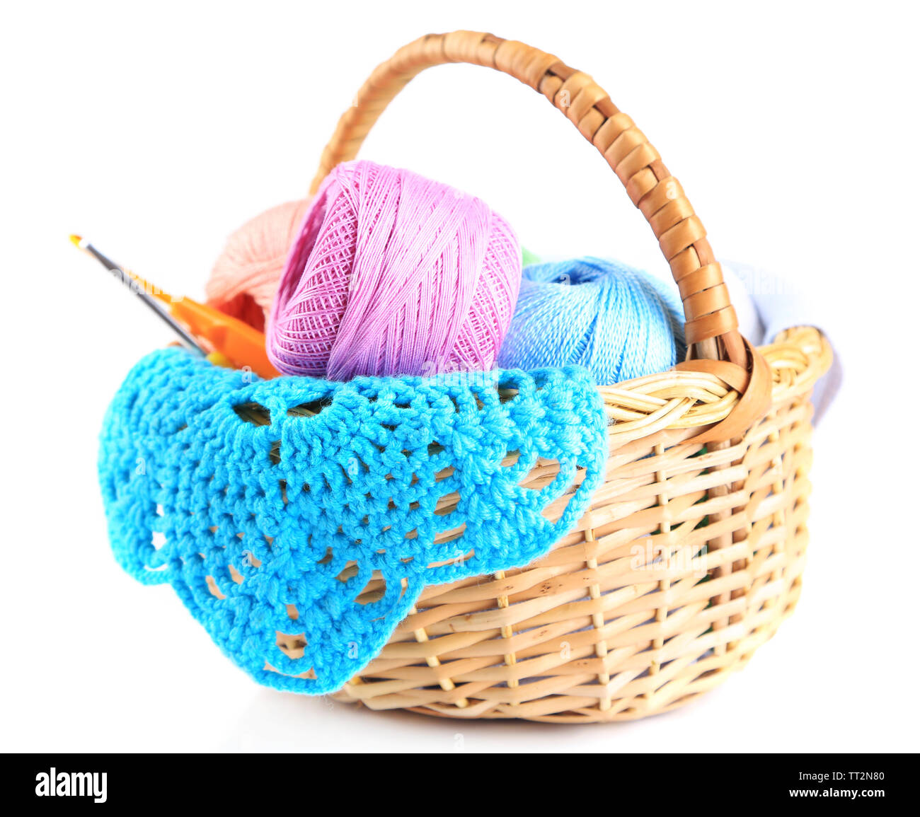 Yarns in Basket with Crochet Hooks in Harmonious Colors. Knitting, Crocheting  Supplies. Stock Photo - Image of design, hand: 116778210