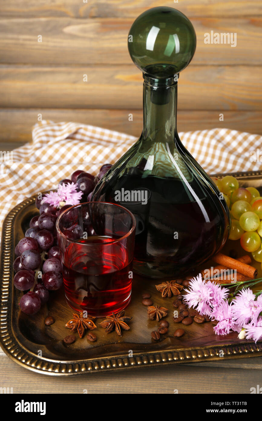 Beautiful still life with bottle of wine Stock Photo - Alamy