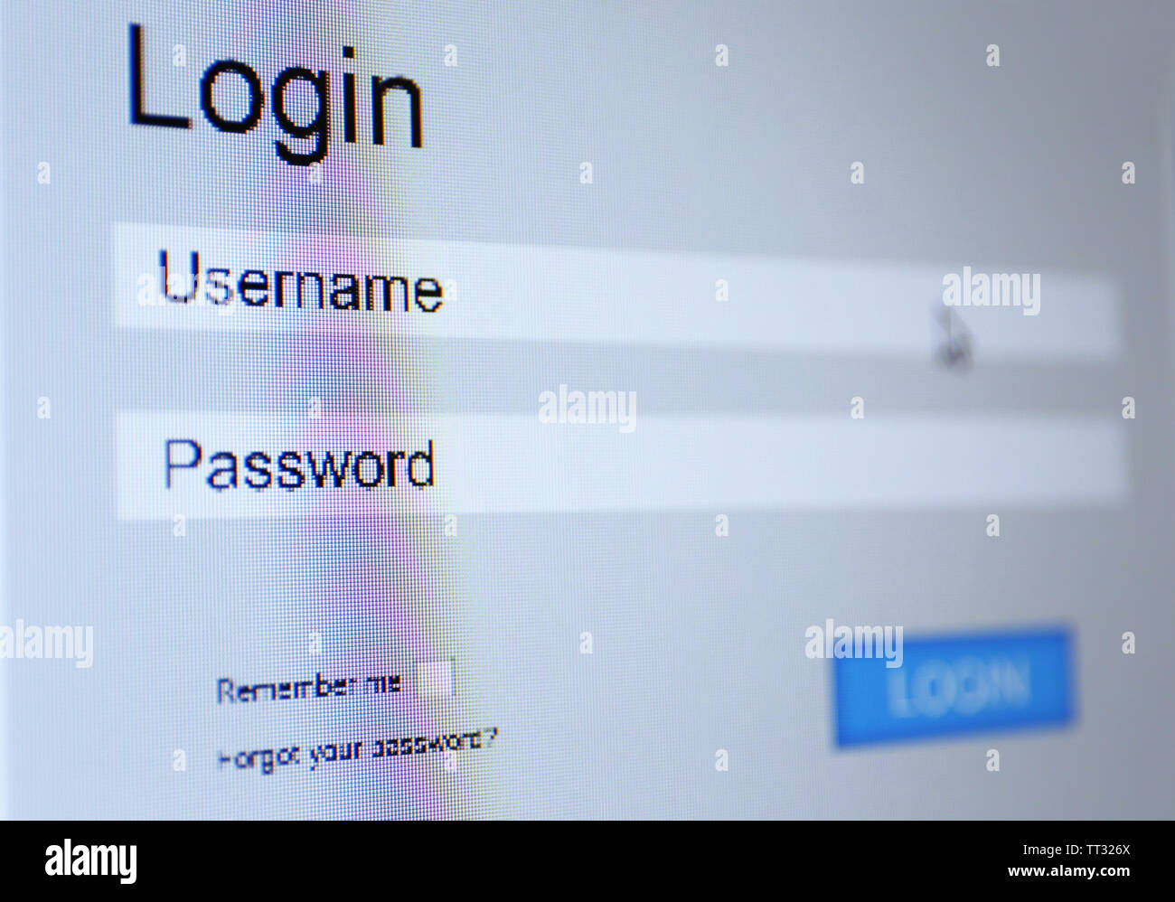 Login and password on monitor screen Stock Photo