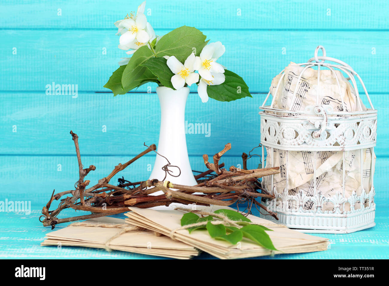 Spring Composition Beautiful spring composition with jasmine flowers Stock Photo - Alamy