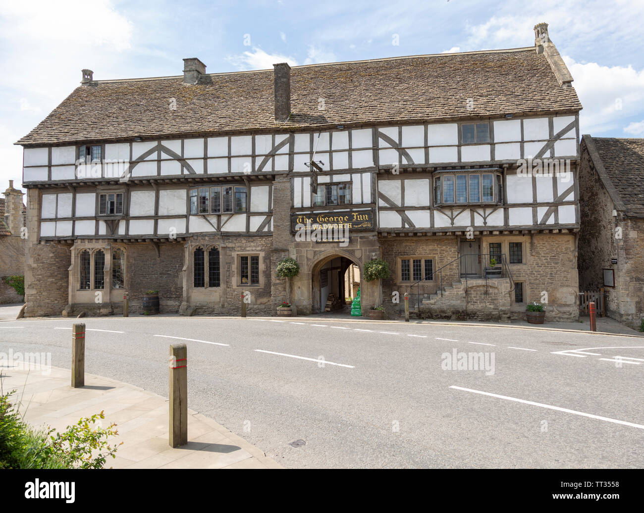 The Inn, half timbered historic pub, Norton St Philip, Somerset