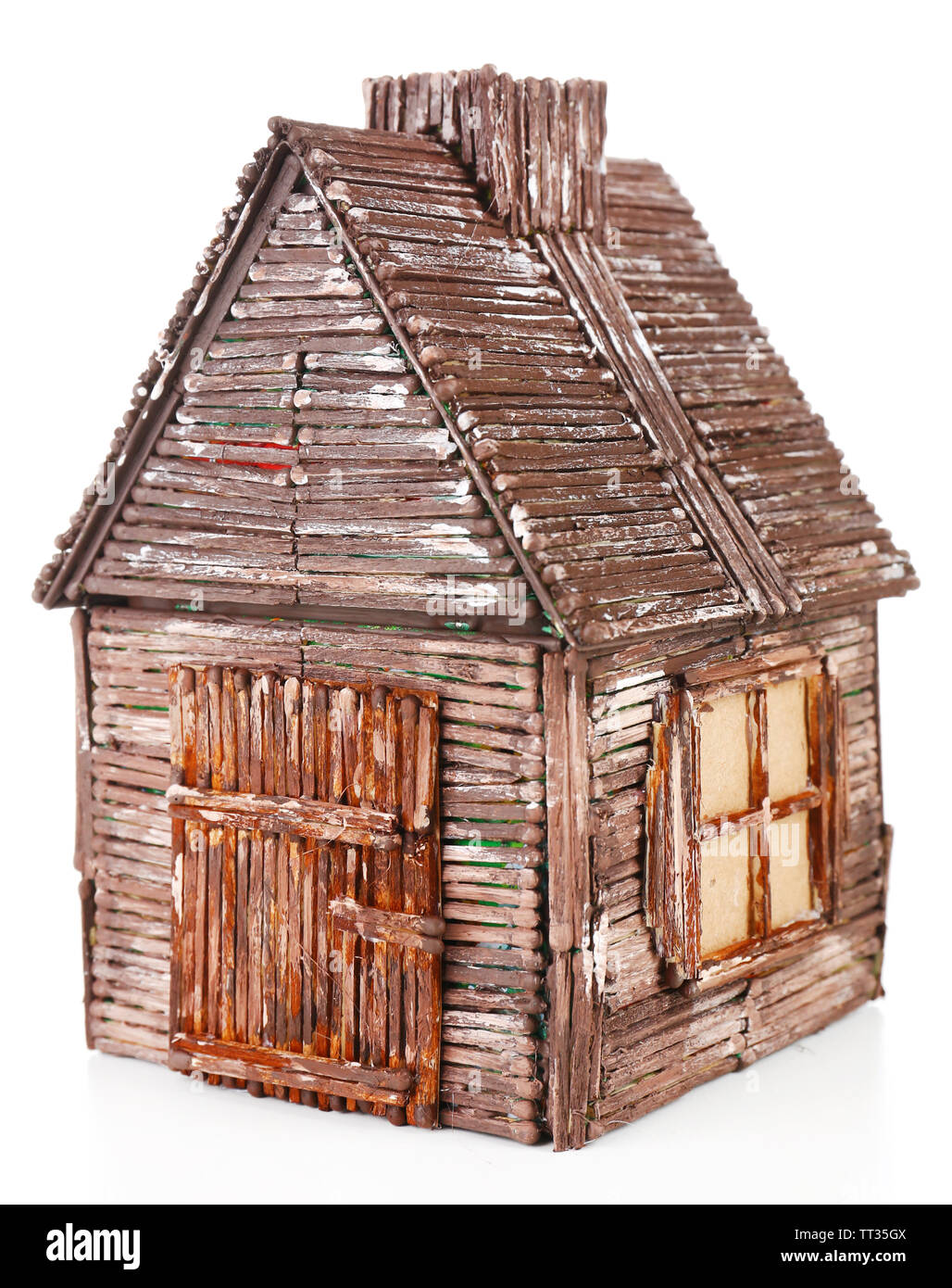 Small wooden house isolated on white Stock Photo - Alamy