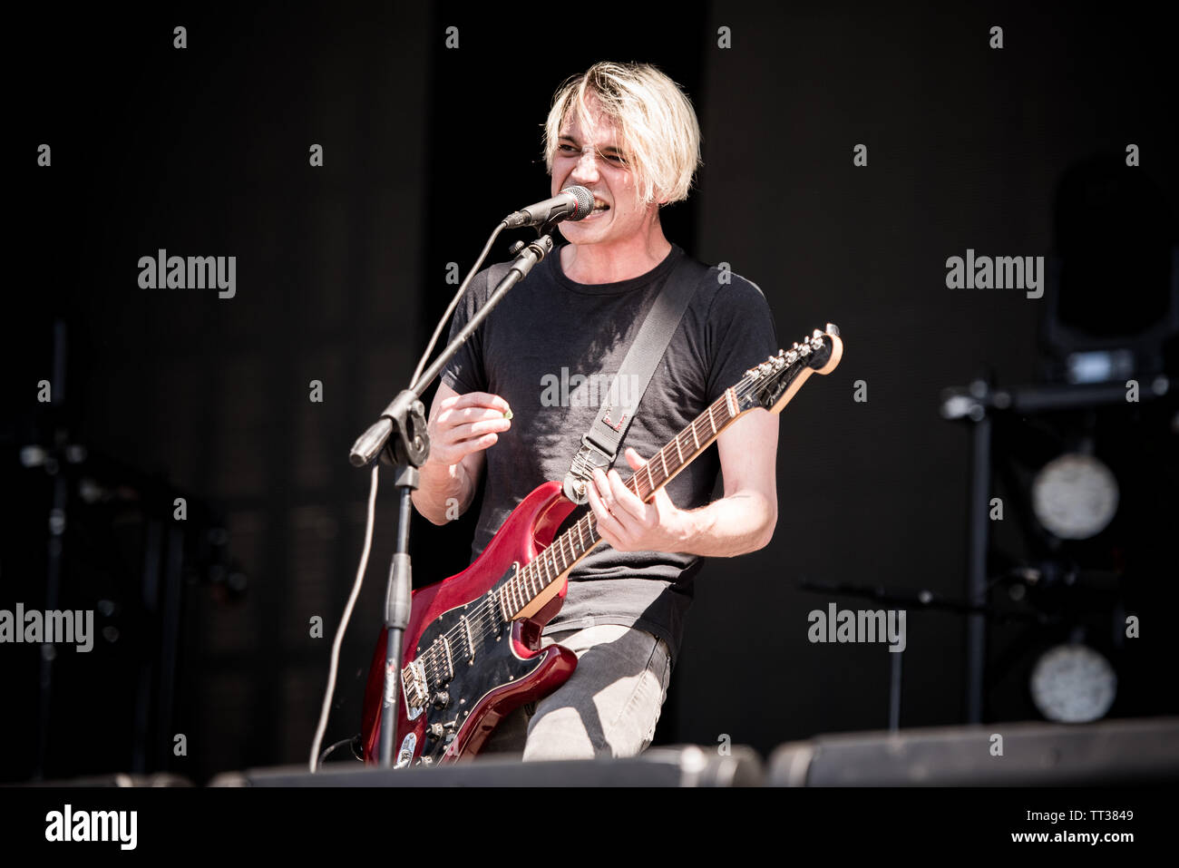 Josh Katz, guitarist and lead singer of the American rock band Badflower, performing live on stage at the Firenze Rocks festival 2019 in Florence, Ita Stock Photo