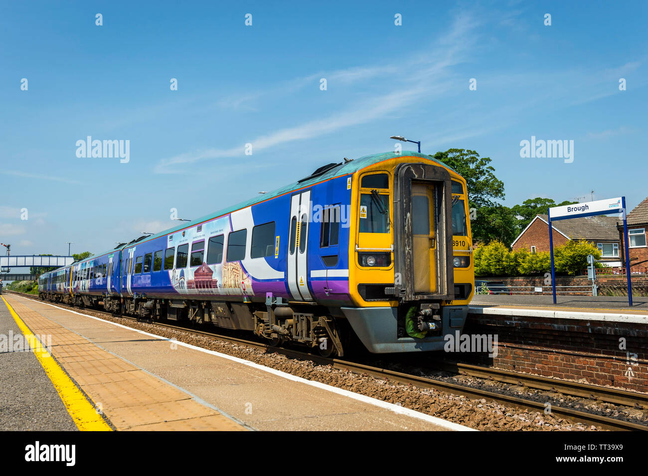 A Northern Rail class 158 passenger train at Brough railway station
