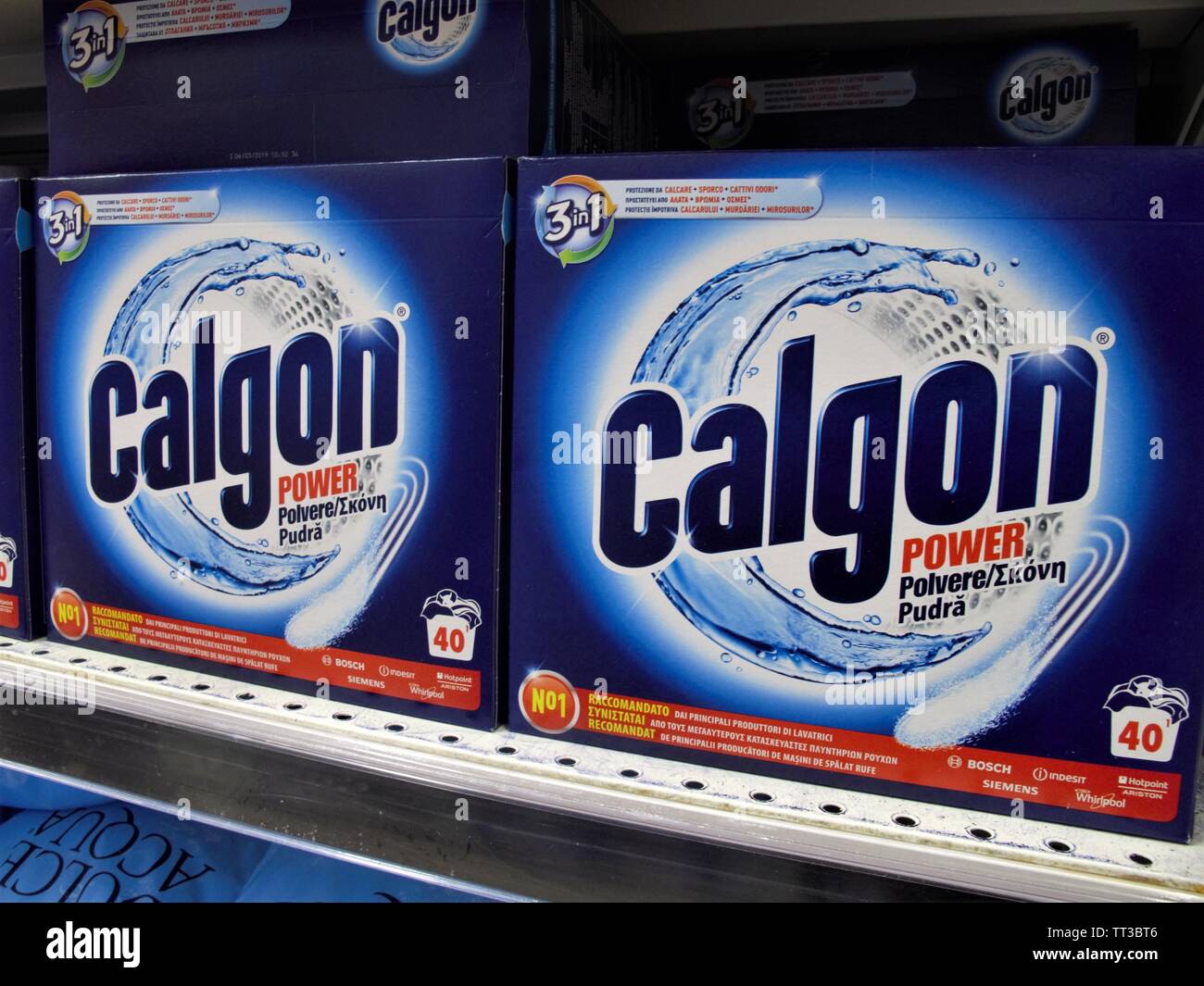 Detergent pds of Calgon at the Auchan supermarket in Rome Stock Photo -  Alamy