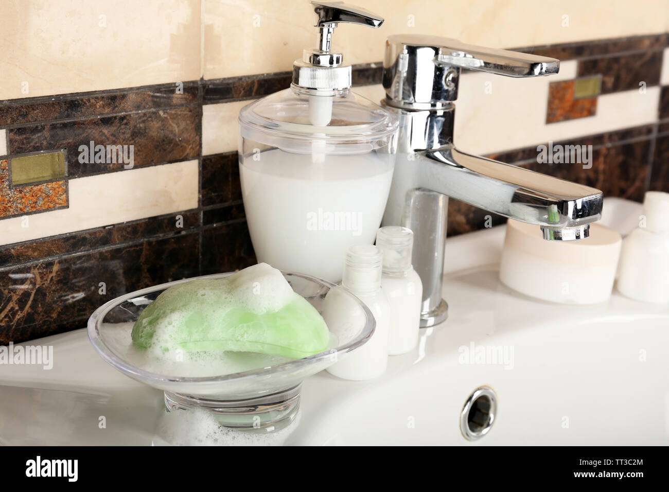 Bar of soap in bathroom Stock Photo - Alamy