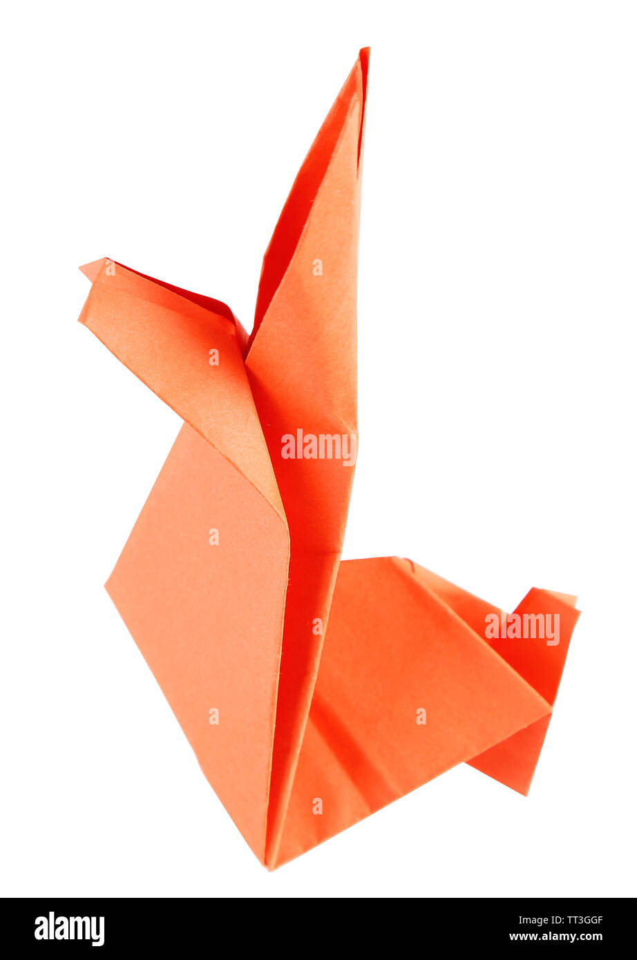 Origami rabbit, close up, isolated on white Stock Photo