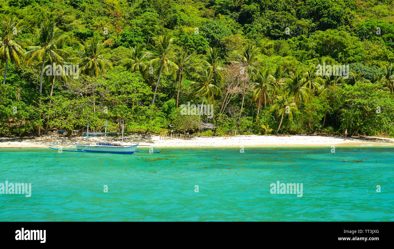 Nature landscape view of the sea and mountains. Traveling to Philippines. Stock Photo