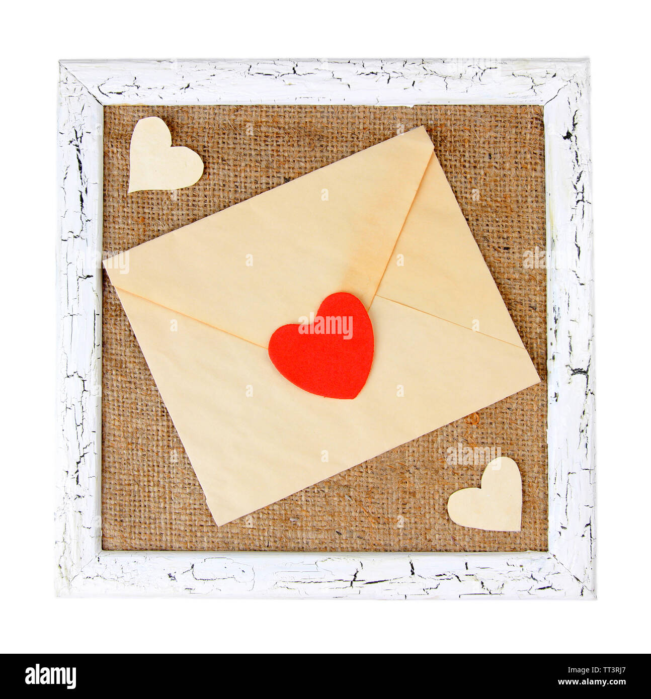 Wooden frame with love letter isolated on white Stock Photo - Alamy