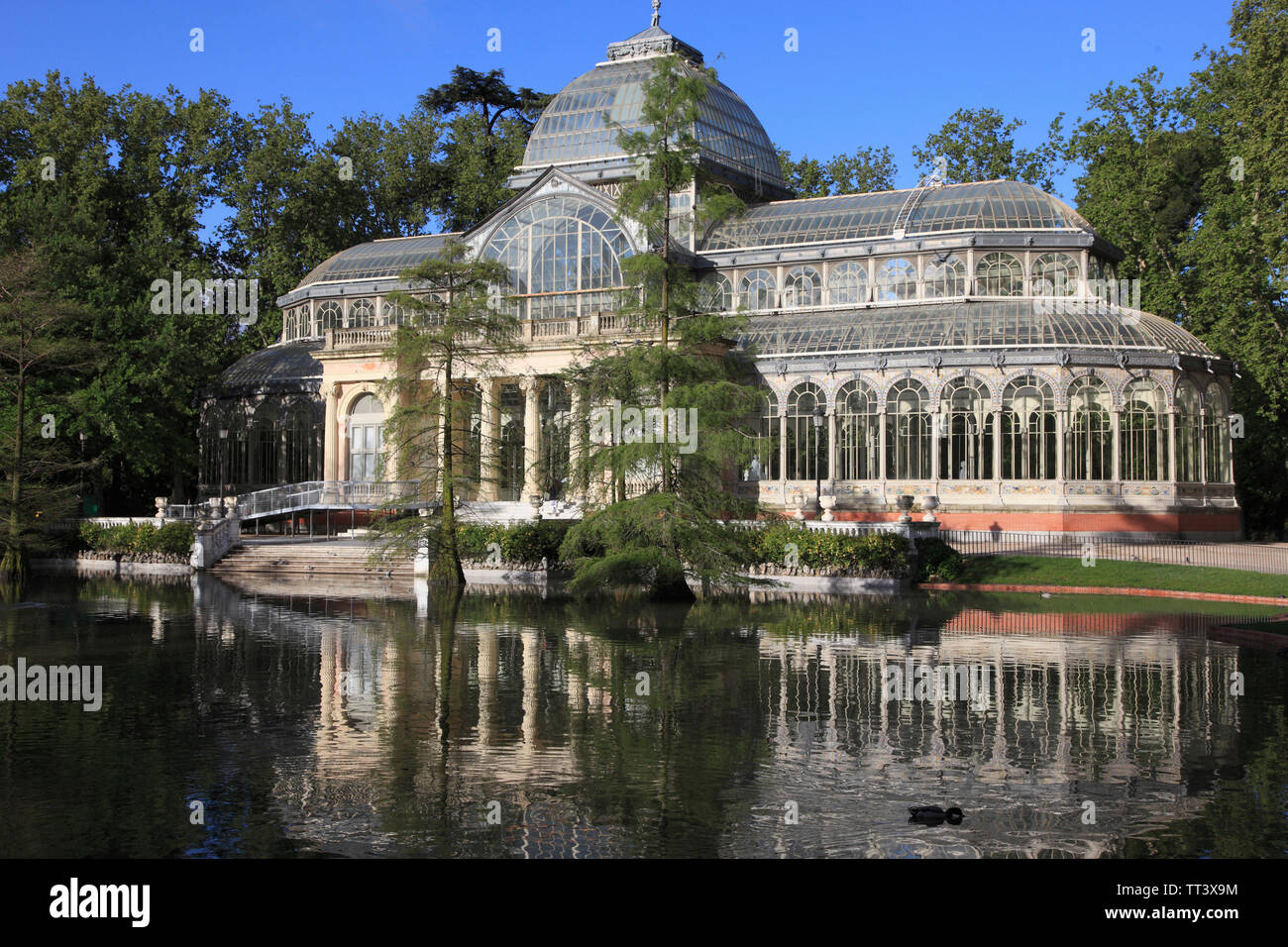 Spain, Madrid, Parque de el Retiro, Palacio de Cristal, Stock Photo