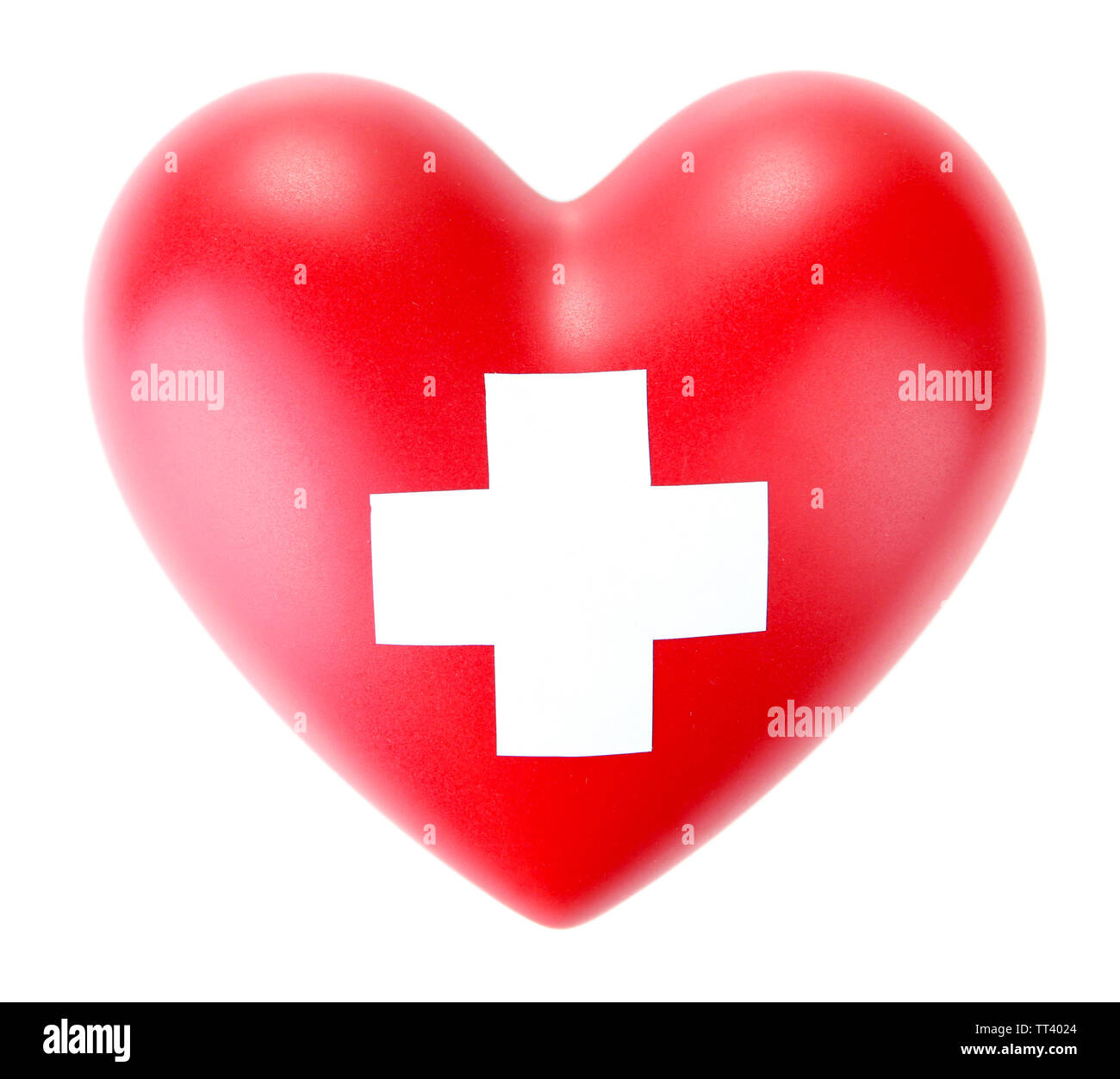 Red heart with cross sign isolated on white Stock Photo - Alamy