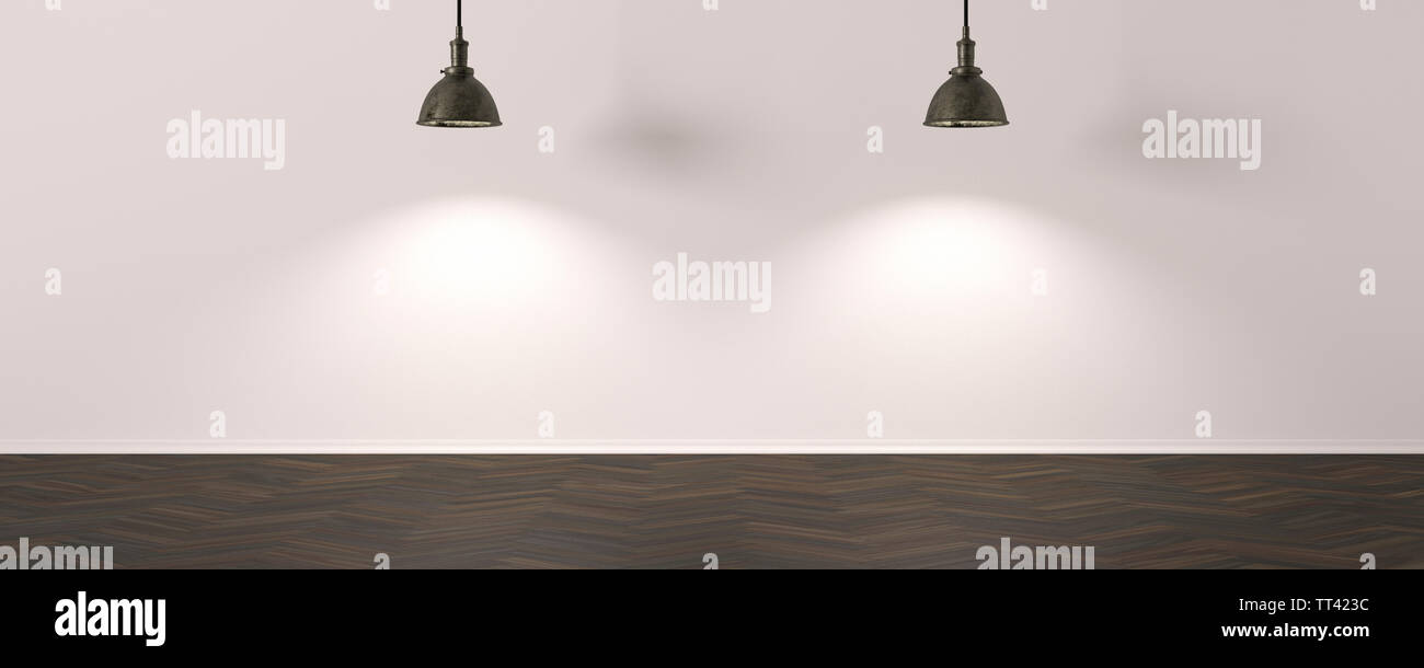 emty gallery room with spots - Illustration Stock Photo