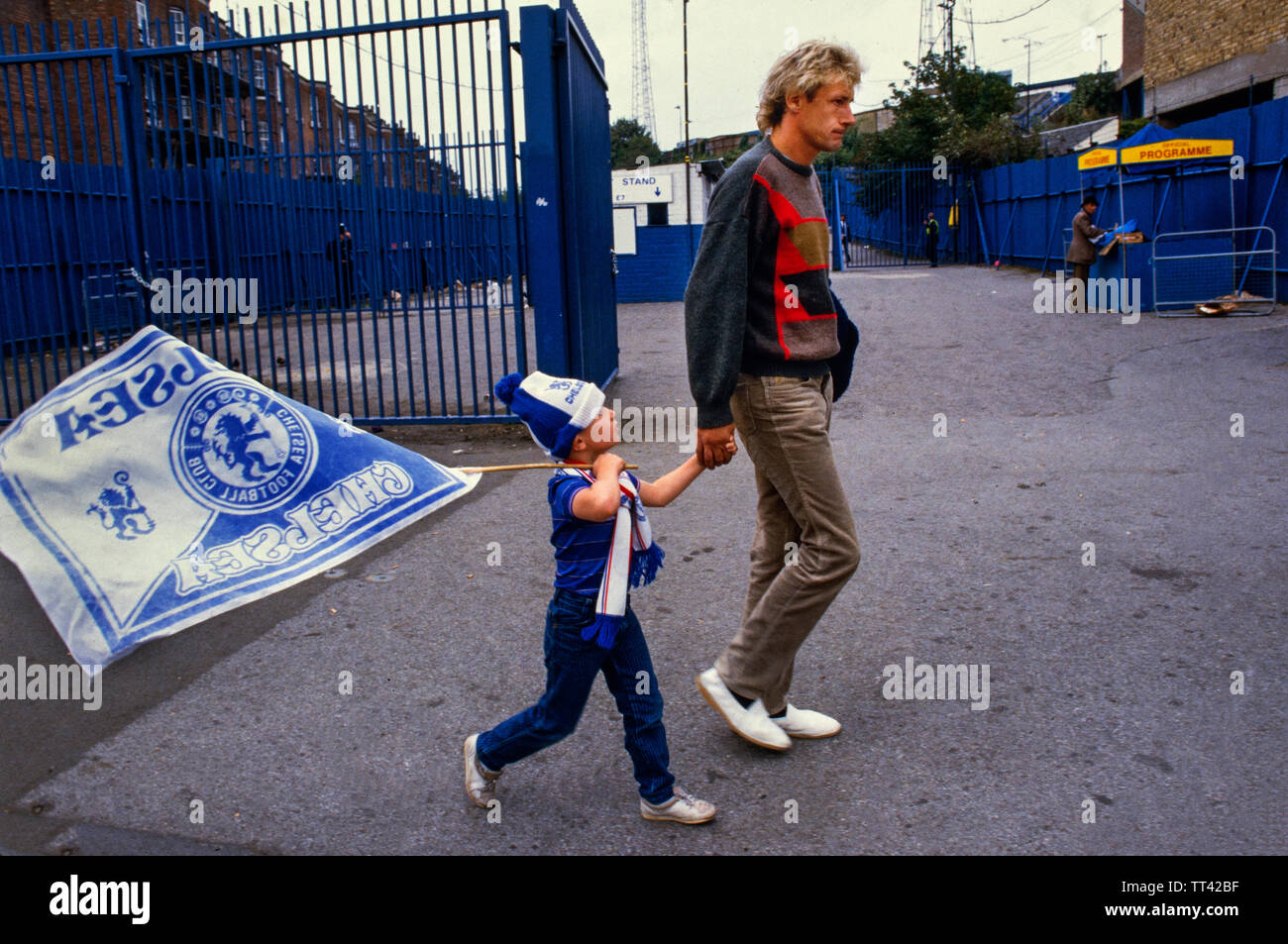 Chelsea FC supporters at Chelsea V Millwall football match 4 February 1985 at Chelsea, London England. 4 Feb 1985 Stock Photo