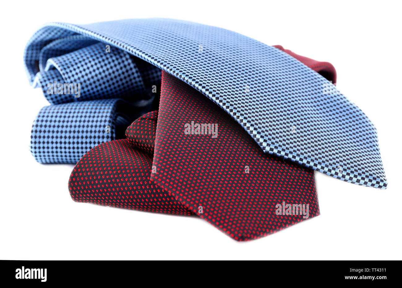 Brown, blue and grey ties on white background isolated Stock Photo Alamy