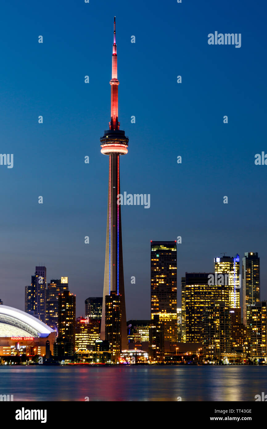 Night View of Downtown Toronto from Toronto Islands with the Lake