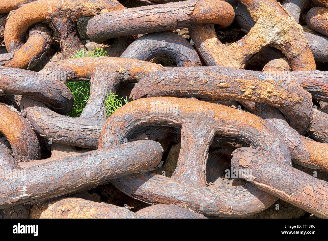 Links of a heavy chain.  A Coruna, A Coruna Province, Galicia, Spain. Stock Photo
