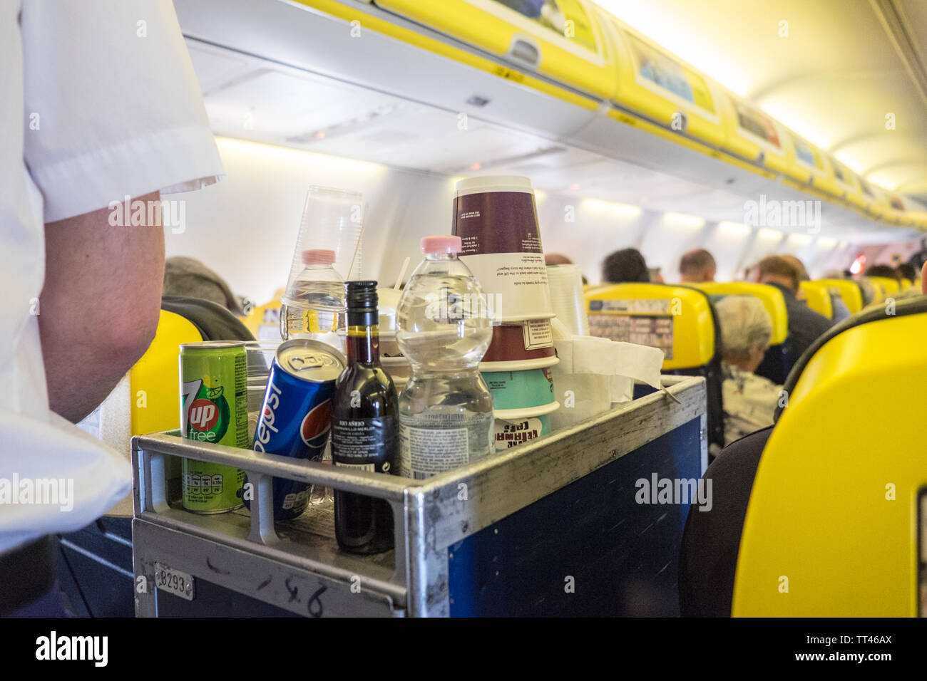 Trolley,plane,on,aisle,flight,Manchester Airport,airport,north,northern