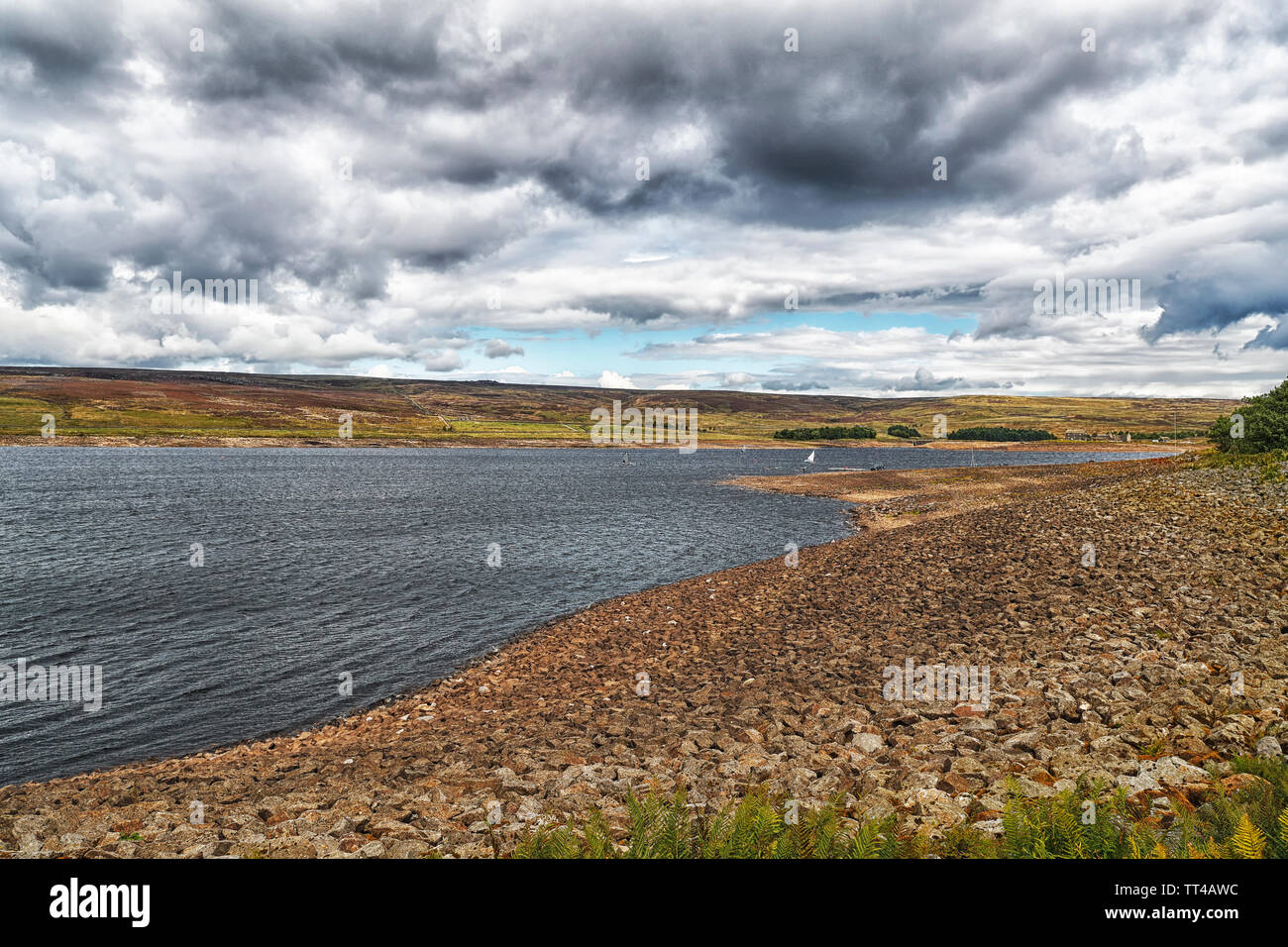 Grimwith Reservoir,Yorkshire Dales with dark rain clouds Stock Photo