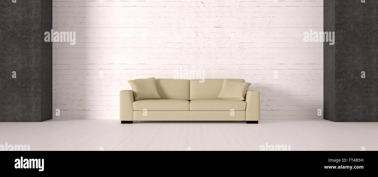 modern living room with sofa - Illustration Stock Photo