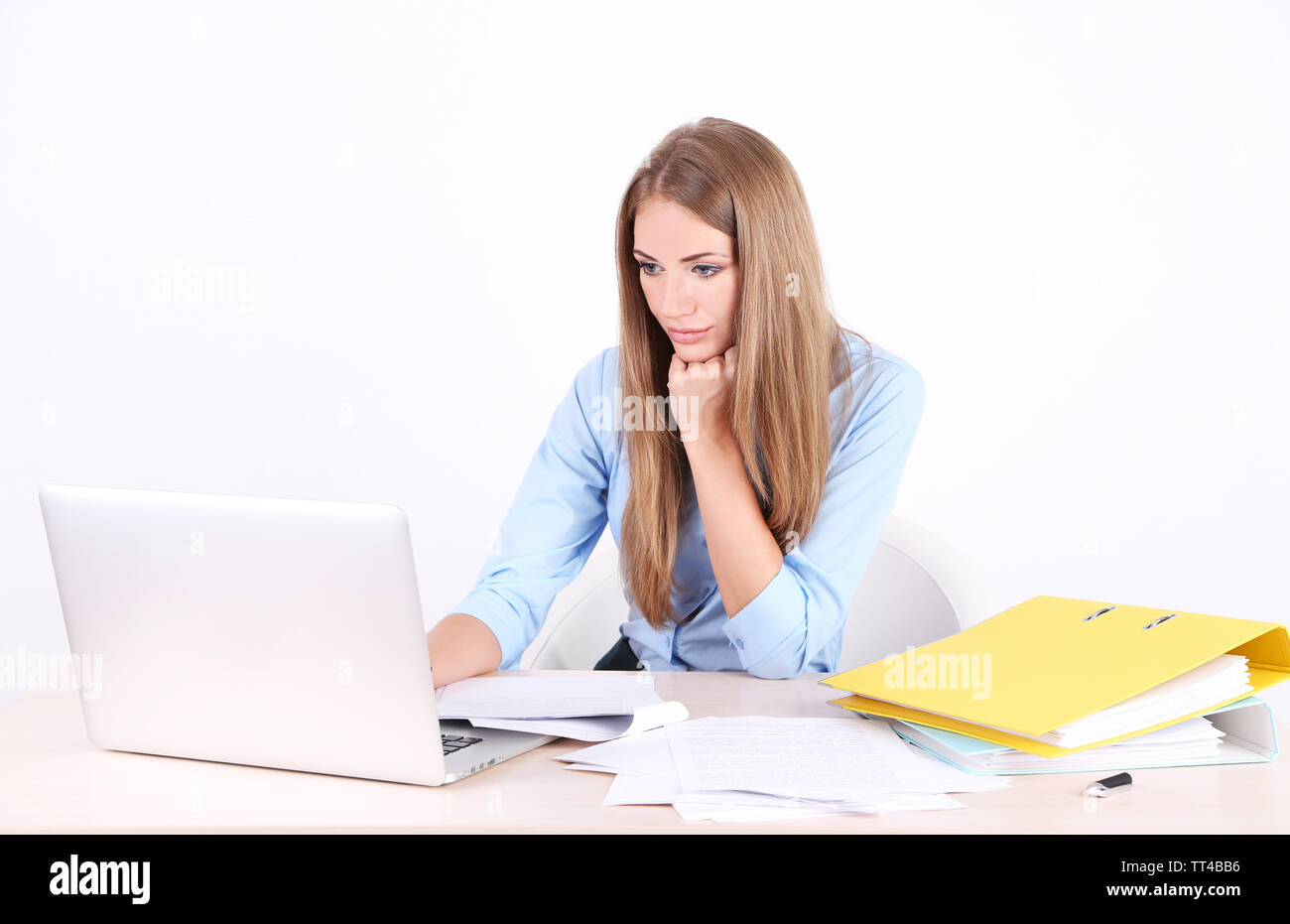 Business woman with documents at her workplace Stock Photo - Alamy