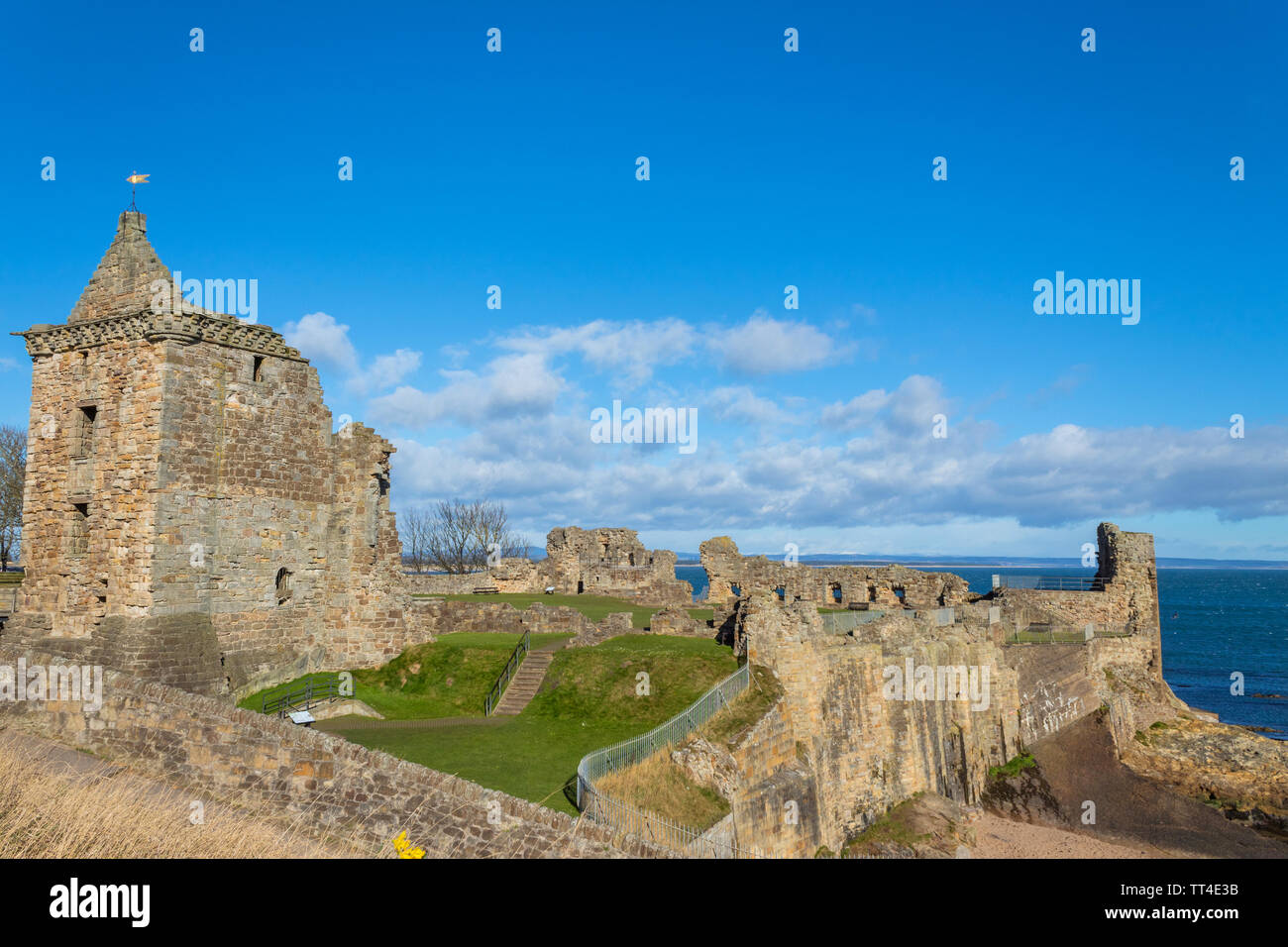 Ruins of St Andrews Castle, Fife, Scotland, United Kingdom Stock Photo