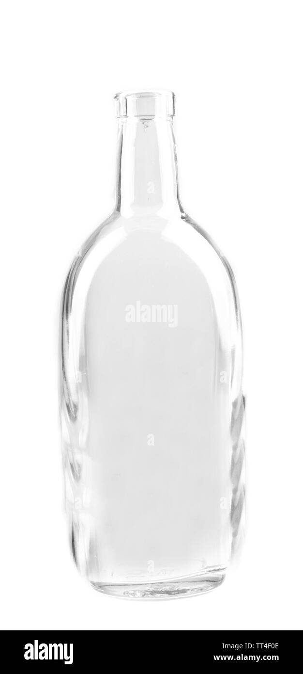Empty glass bottle isolated on white Stock Photo