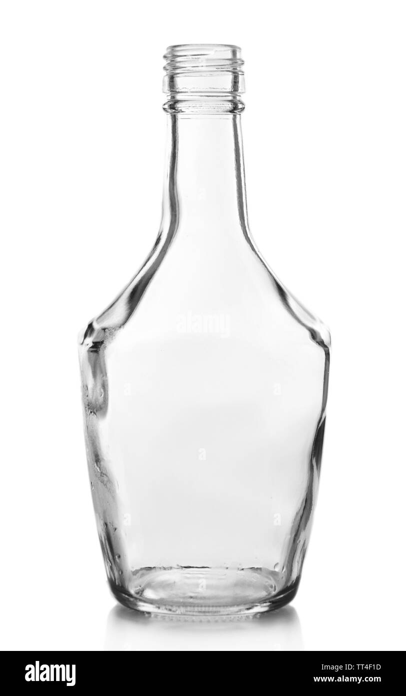 Empty glass bottle isolated on white Stock Photo