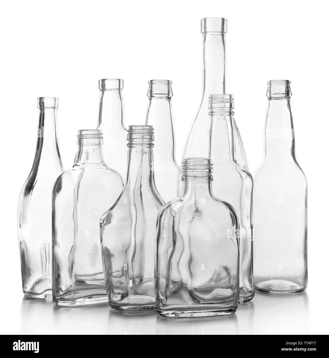 Transparent soda bottles water drops Black and White Stock Photos
