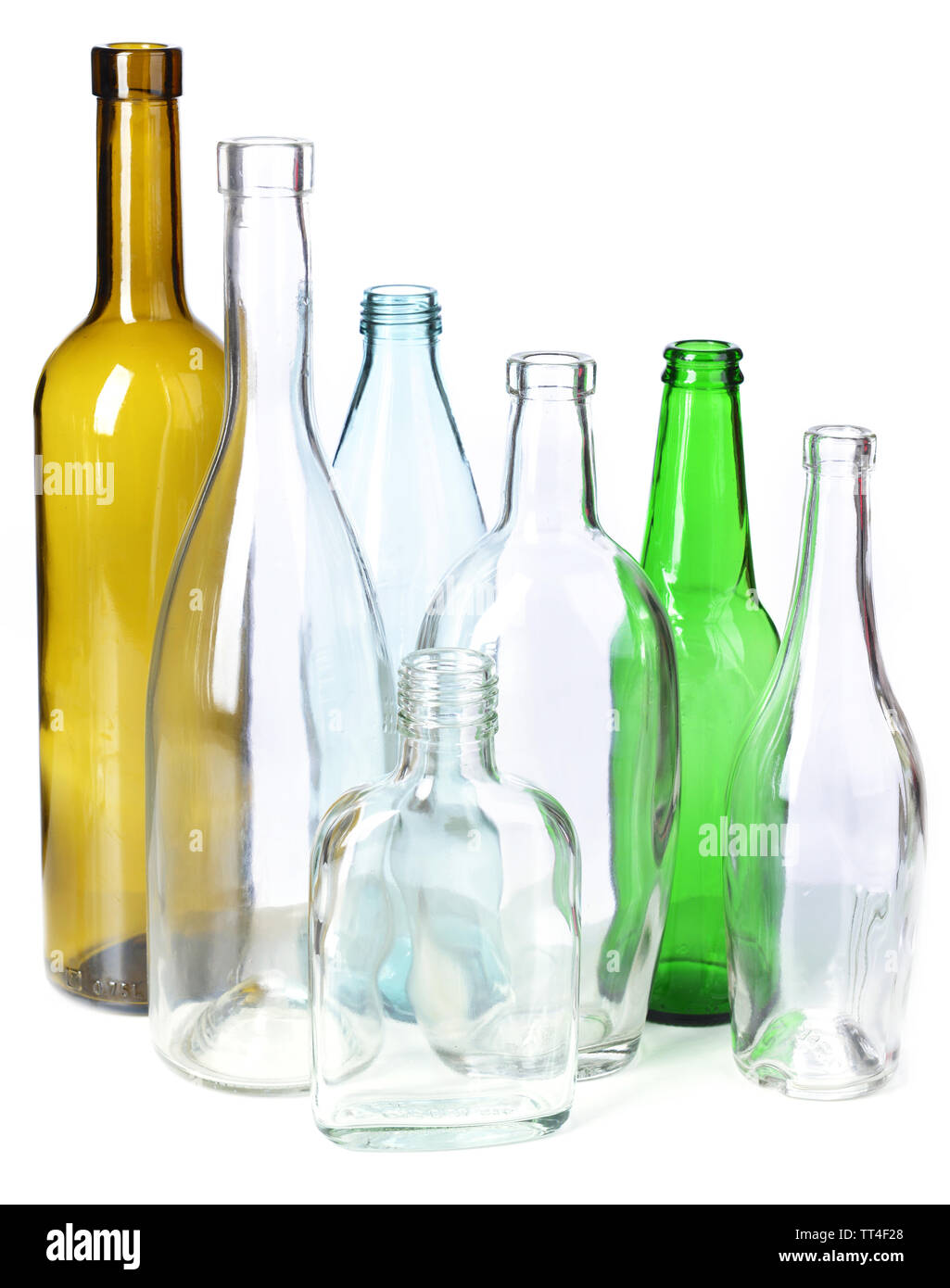 Empty Glass Bottles Isolated On White Stock Photo - Alamy