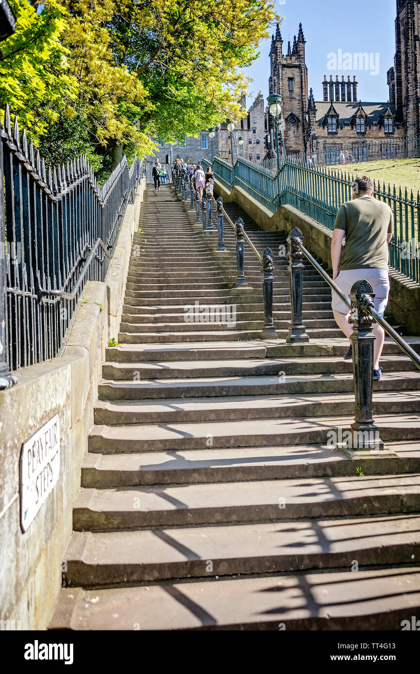 People using the Playfair Steps, Edinburgh, Scotland Stock Photo Alamy