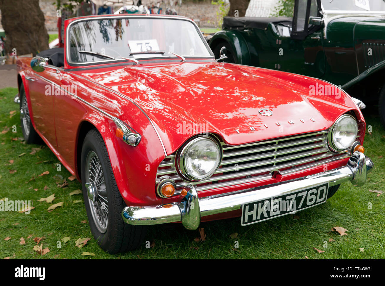 A 1966 Triumph TR4  on display at the Quay Green Classic Car Meet, part of  the 2018 Sandwich Festival, Kent Stock Photo