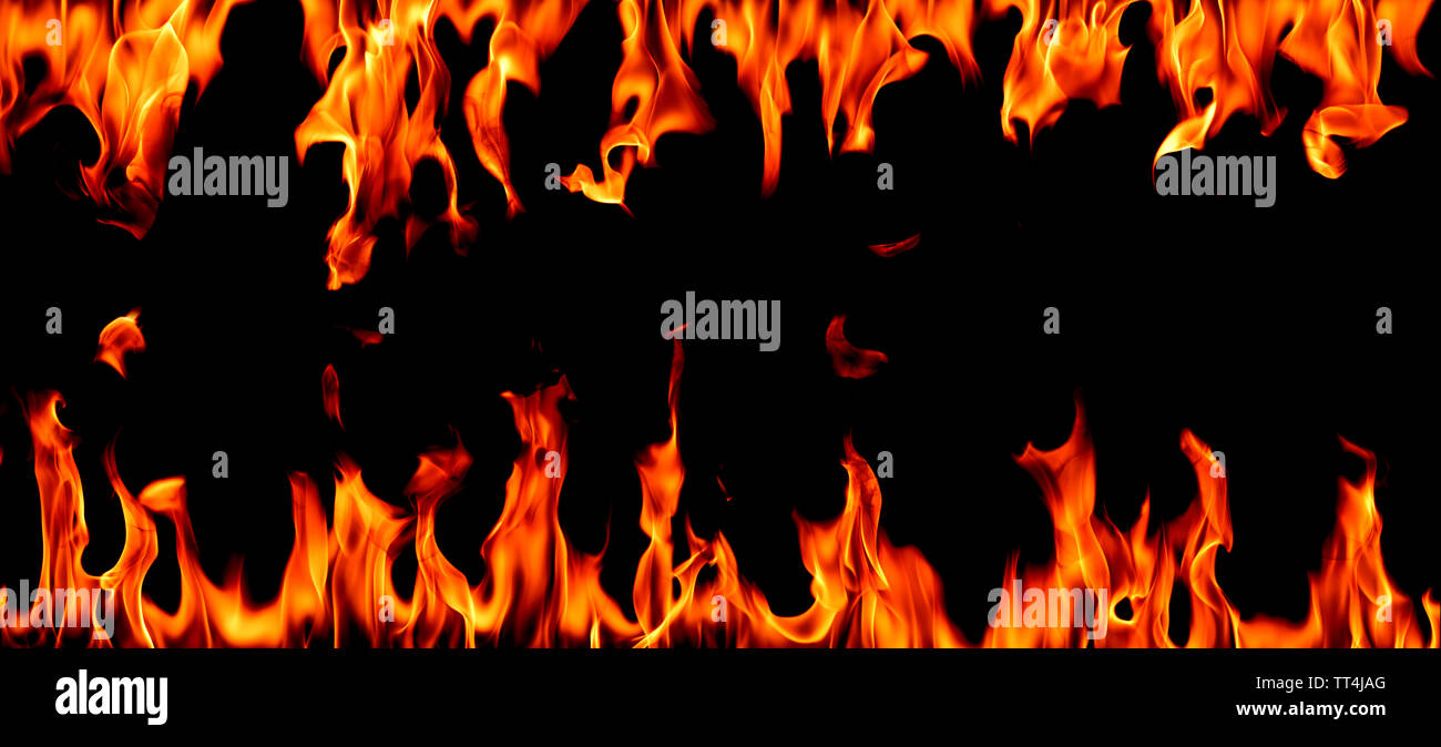 Fire flames on Abstract art black background Stock Photo