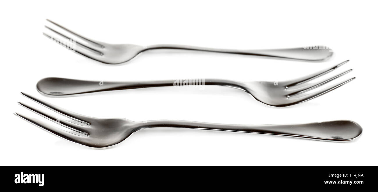 Metal small dessert forks isolated on white Stock Photo Alamy