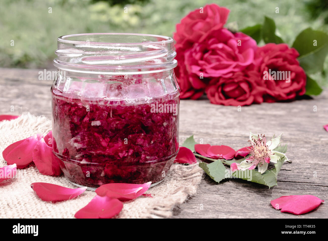 Homemade rose petal jam. Flower confiture. Healthy food. Copy space Stock  Photo - Alamy